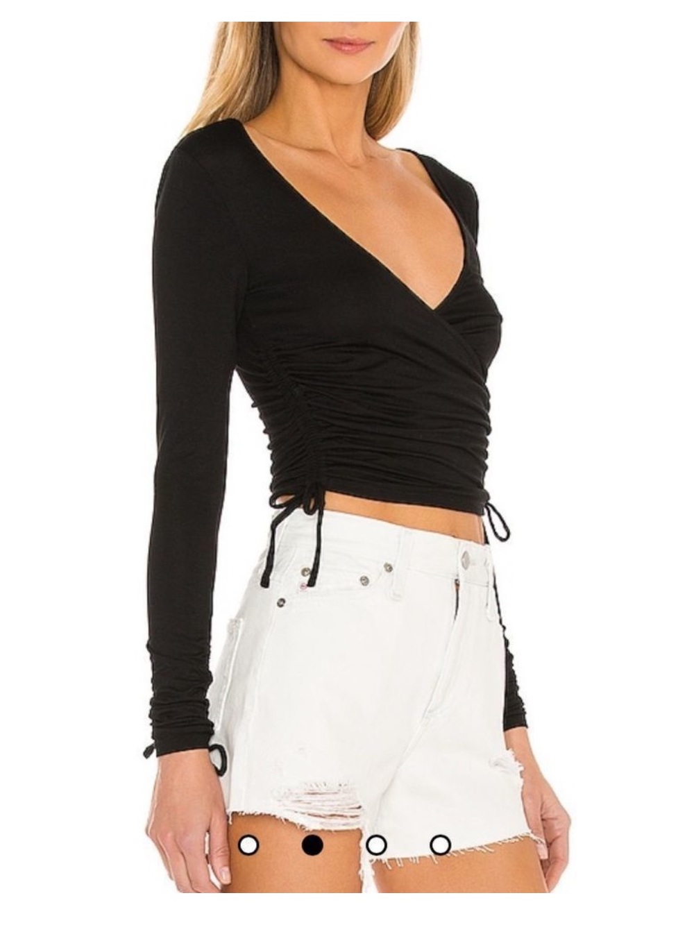 Lovers + Friends Dory Top Black Ruched Wrap Crop Top Small